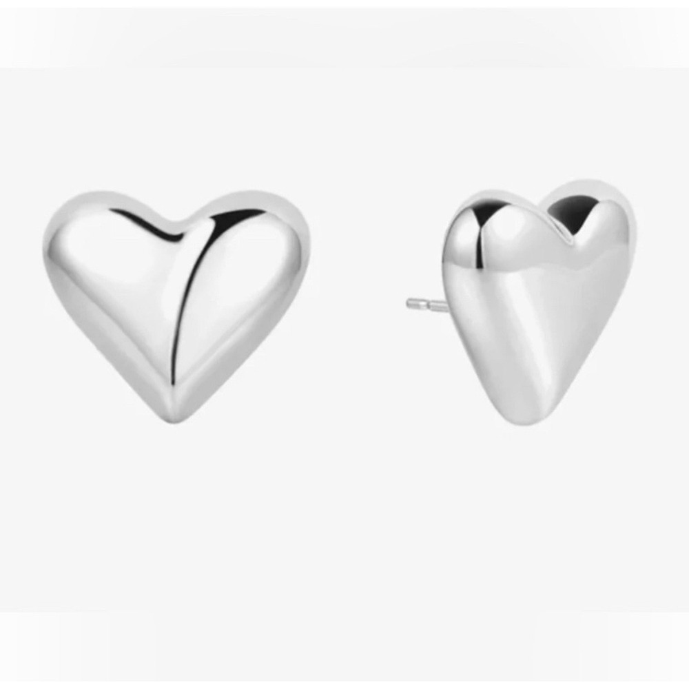 #602 RUMORED Piece of my Heart Earrings Silver Stud Earrings NEW‎